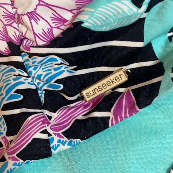 Sunseeker teal floral one piece women’s swimsuit size 14 - Picture 4 of 12